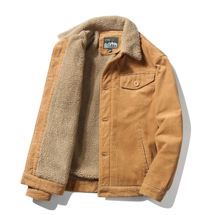 Jaqueta Masculina de Veludo SZ com Interior Forrado – CDM, Cáqui _ 3G
