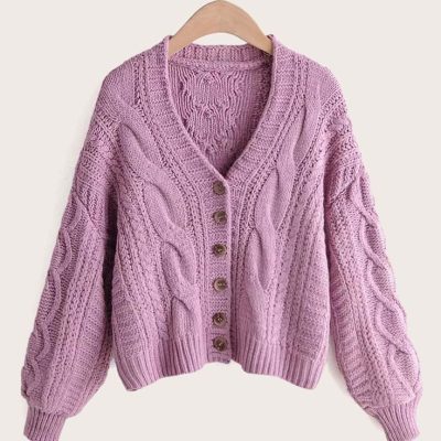 Knit cardigan lilac color